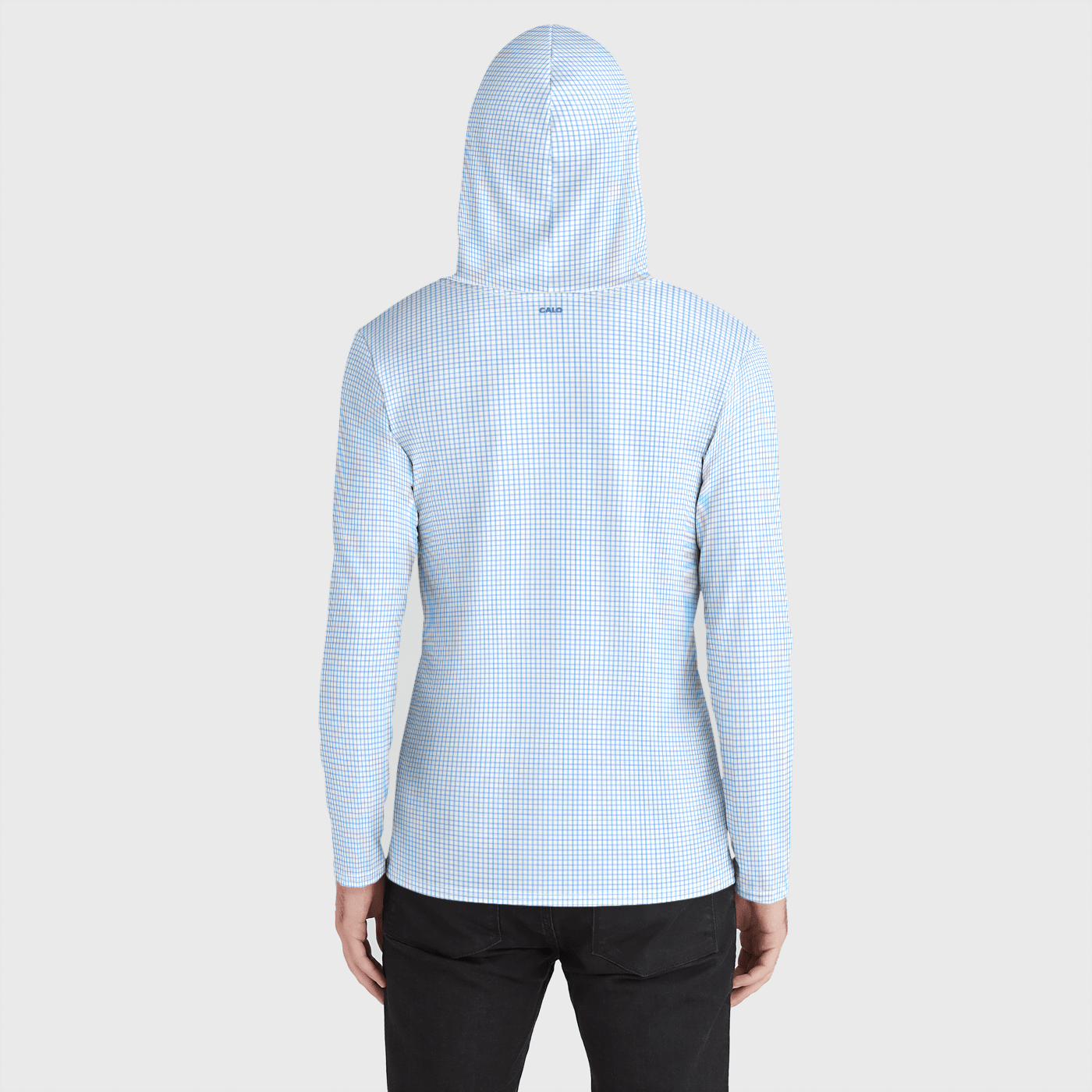 Blue Gingham Surf Shirt -  hoodie - sun shirt - lightweight - UPF30 - fishing - beach - Calo